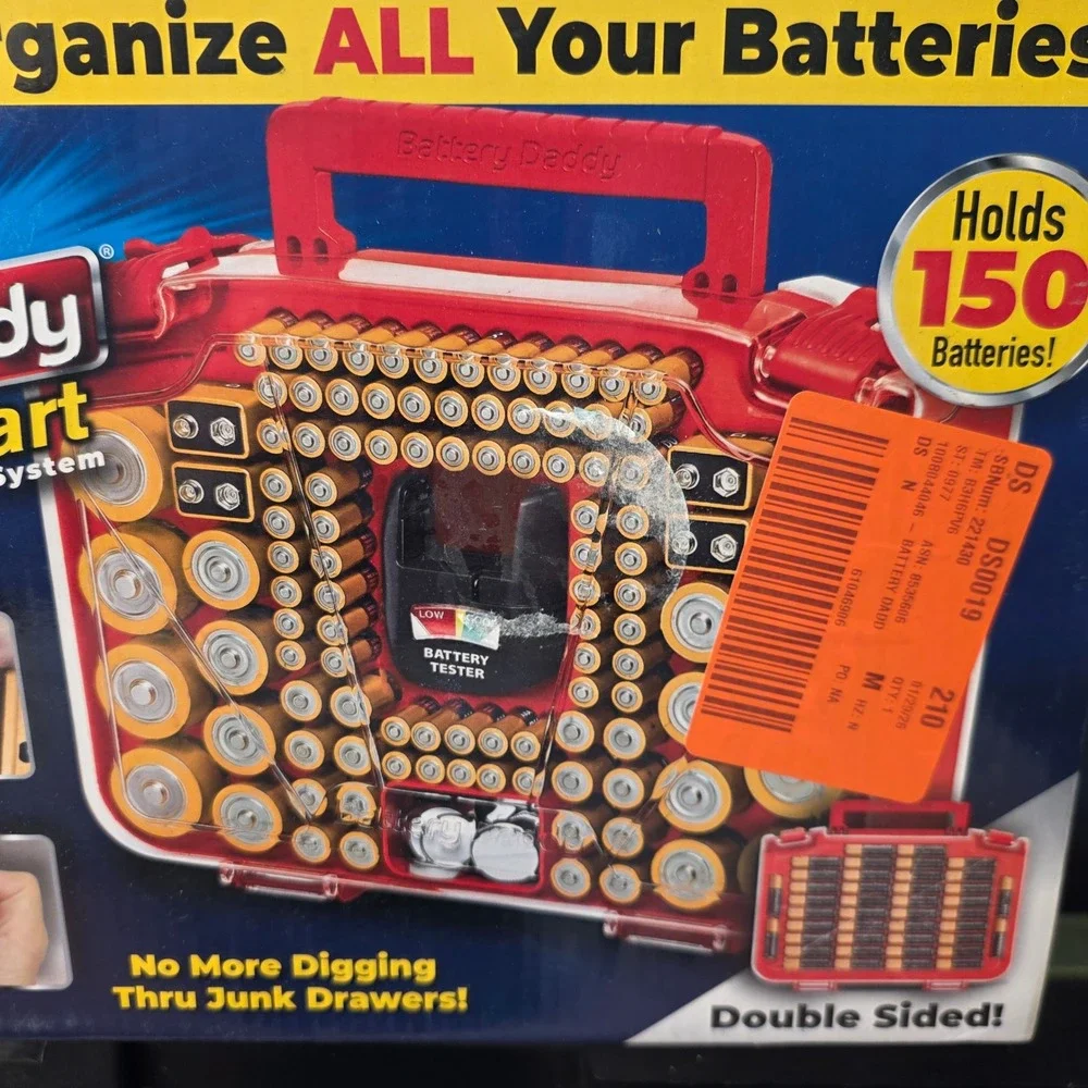 Battery Daddy Smart Storage System 150 Battery Organizer Case with Tester Red